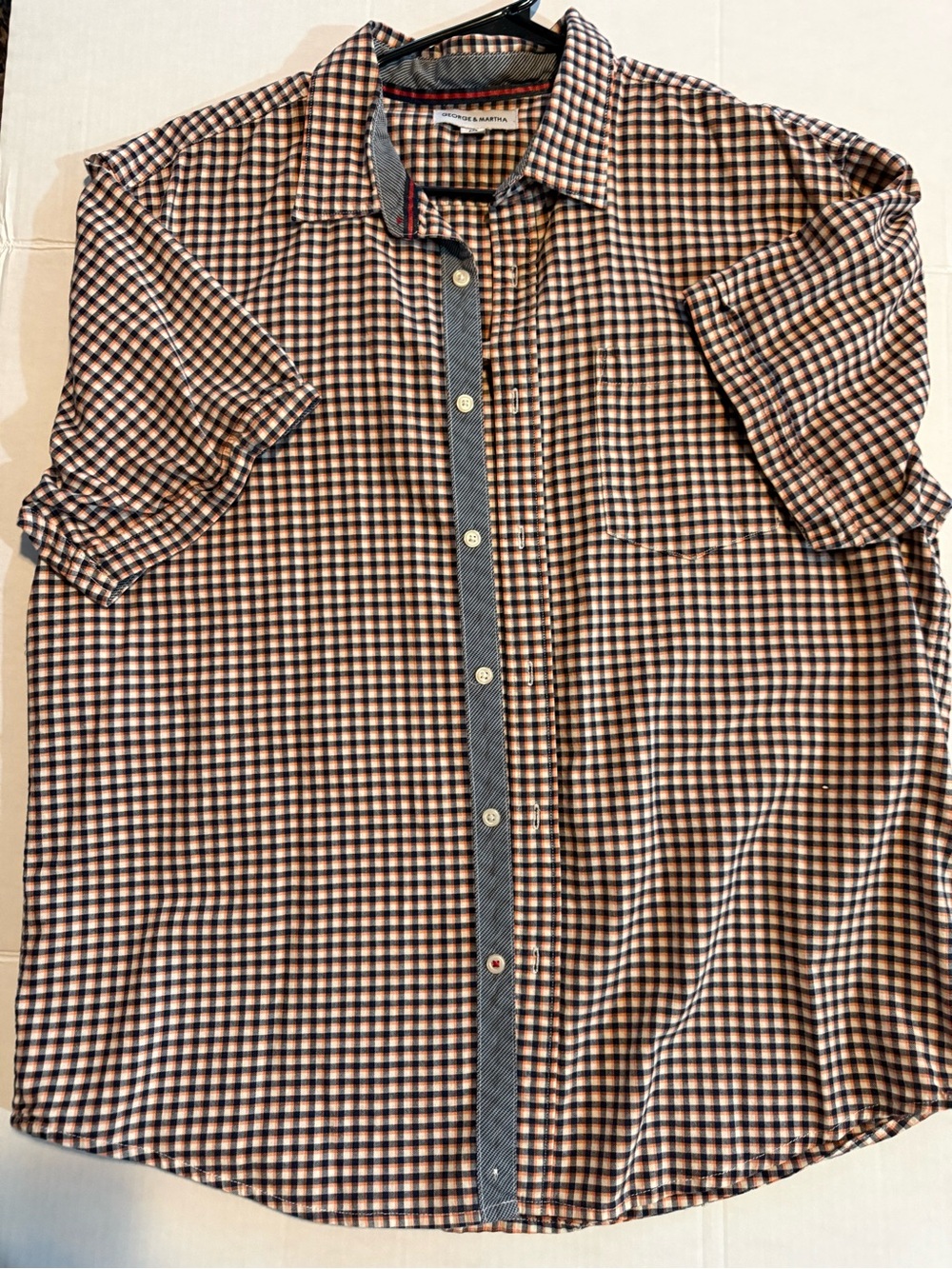 Men's Short-Sleeve Brown & Black Check Casual Button-Down Shirt